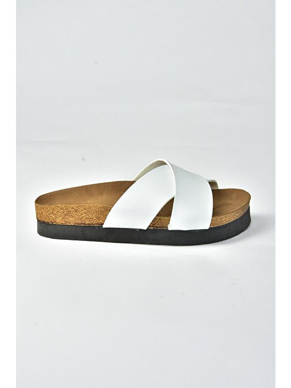 B777742209 Beyaz Kadın Terlik - Görsel 4