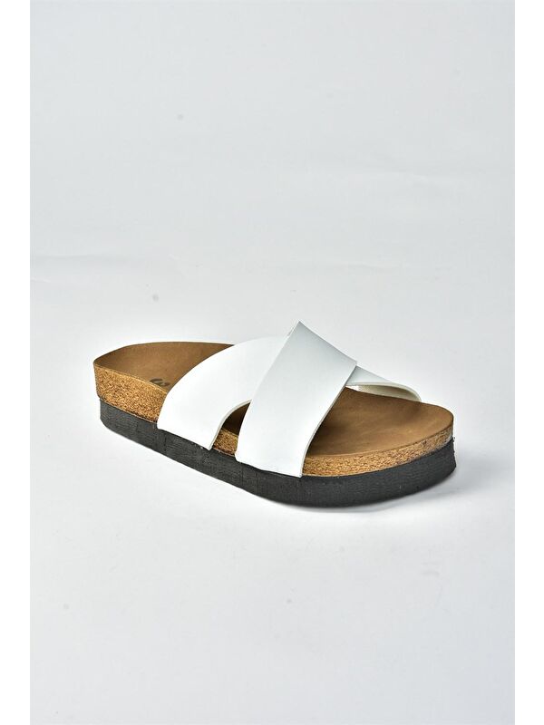 B777742209 Beyaz Kadın Terlik - Görsel 6