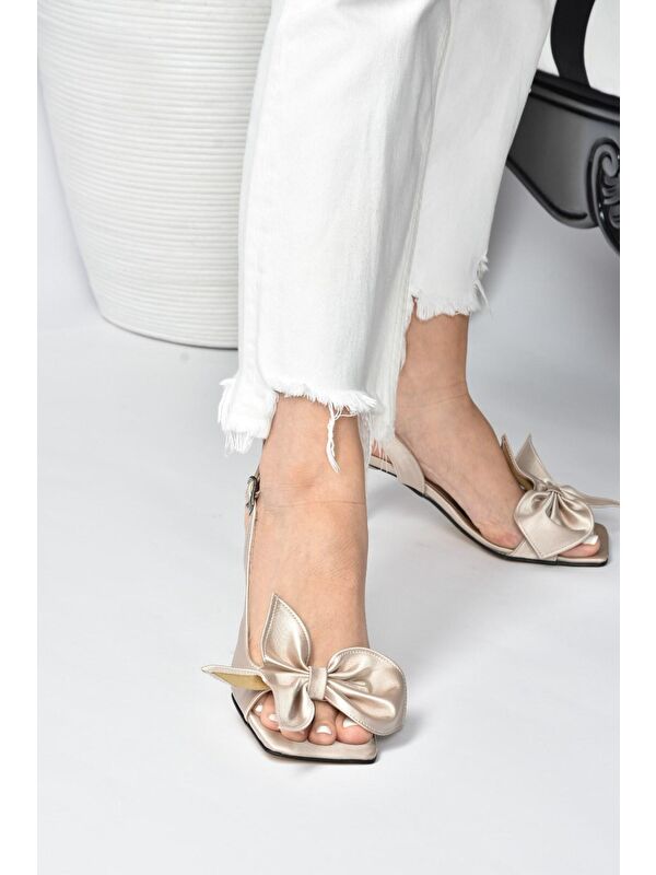 Vizon Kumaş Kadın Topuklu Ayakkabı K749384904 - Görsel 3