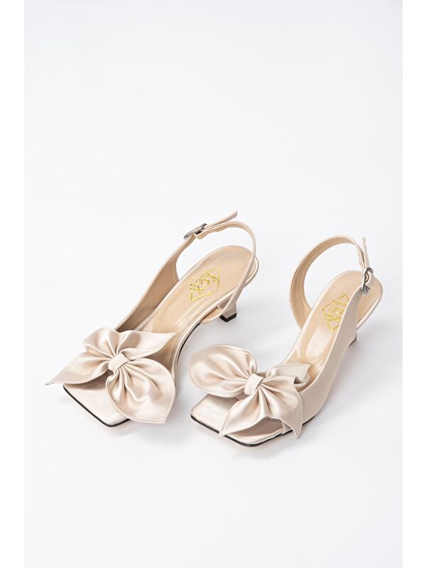 Vizon Kumaş Kadın Topuklu Ayakkabı K749384904 - Görsel 6