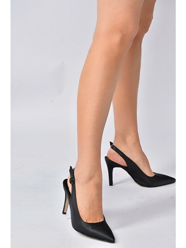 Siyah Sivri Burun Kadın Topuklu Ayakkabı K404910309 - Görsel 3