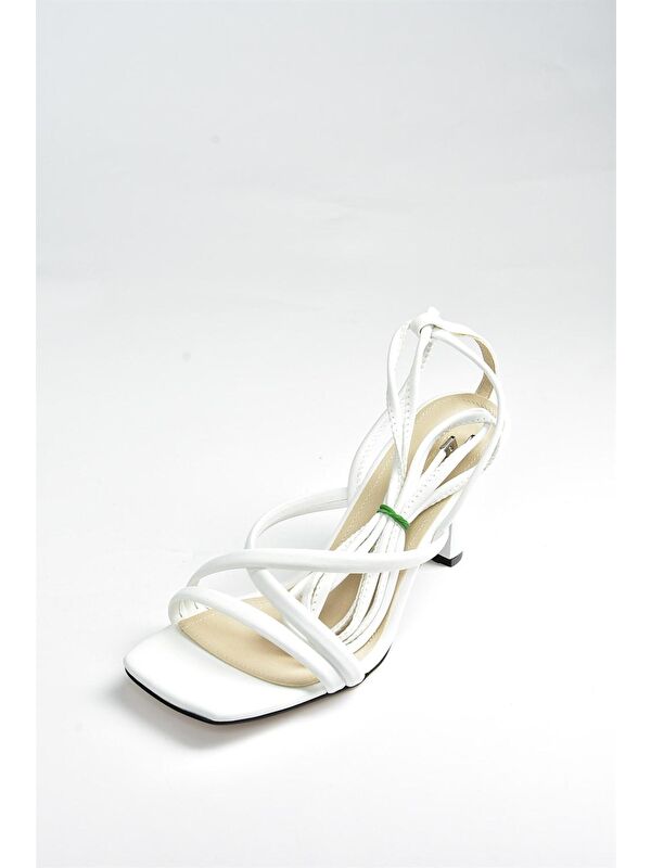 Beyaz Bilek Bağlamalı Kadın Topuklu Ayakkabı K404070209 - Görsel 5