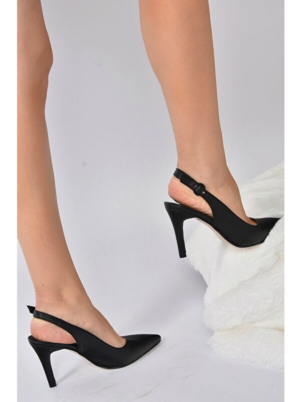 Siyah Sivri Burun Kadın Topuklu Ayakkabı K404910309 - Görsel 4