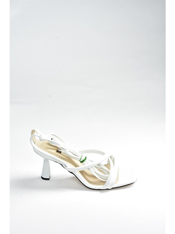 Beyaz Bilek Bağlamalı Kadın Topuklu Ayakkabı K404070209 - Görsel 6