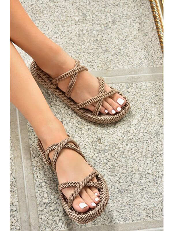 Vizon Kumaş Kadın Sandalet H596011704 - Görsel 3