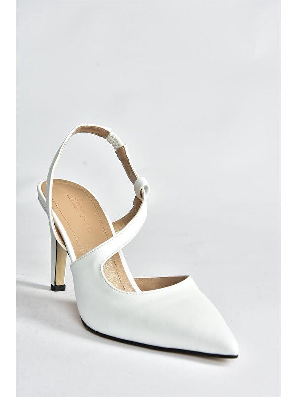 Beyaz Sivri Burun Kadın Topuklu Ayakkabı K404910809 - Görsel 5