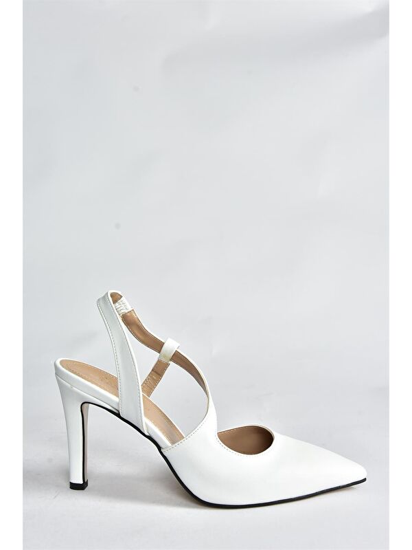 Beyaz Sivri Burun Kadın Topuklu Ayakkabı K404910809 - Görsel 6
