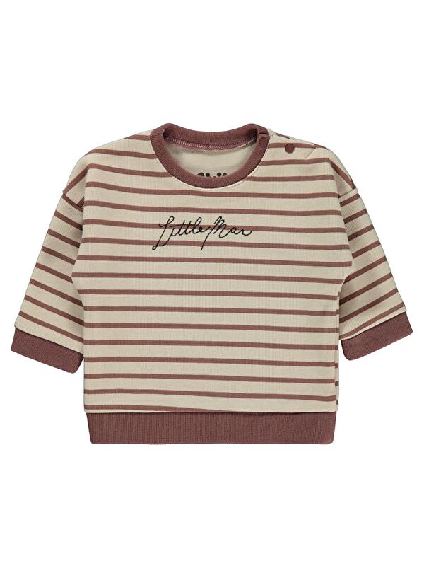 Civil Baby Little Man Çizigili 6-18 Ay Sweatshirt - Kahverengi 18-24 Ay