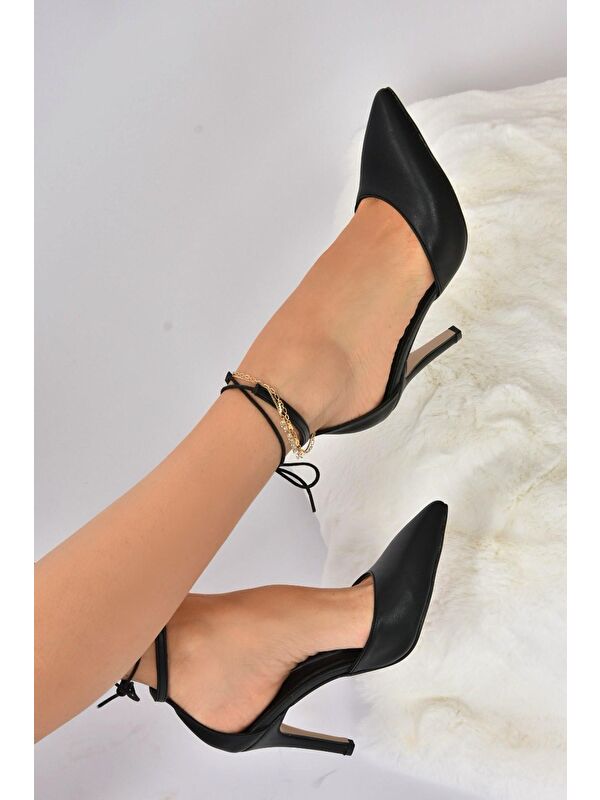 Siyah Sivri Burun Kadın Topuklu Ayakkabı K404810209 - Görsel 4