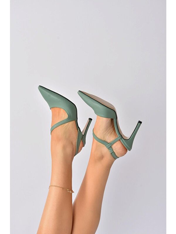 Yeşil Sivri Burun Kadın Topuklu Ayakkabı K404910809 - Görsel 3
