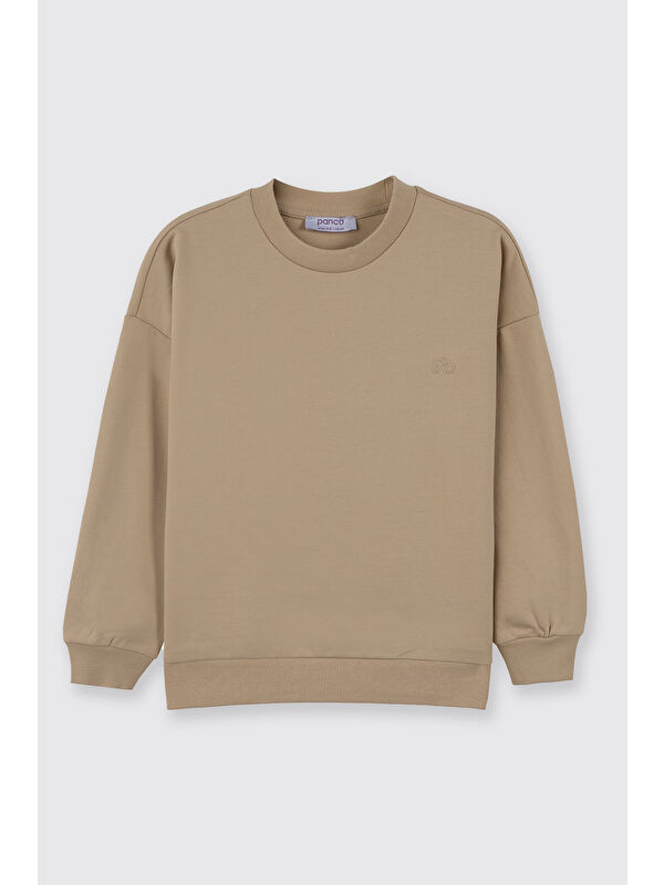 Panço Erkek Çocuk Bisiklet Yaka Bej Sweatshirt