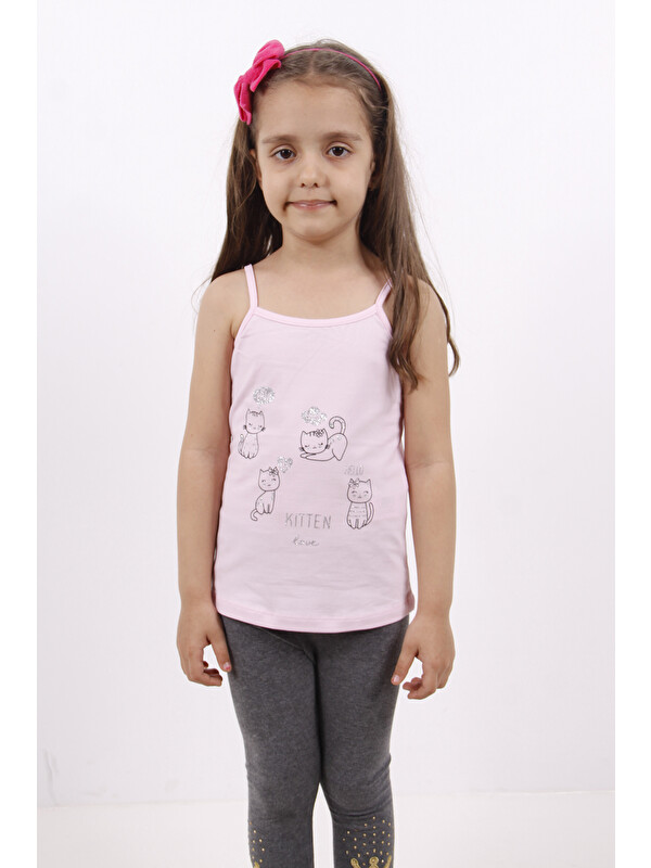 Toontoykids Kız Çocuk Kedi Baskılı Atlet
