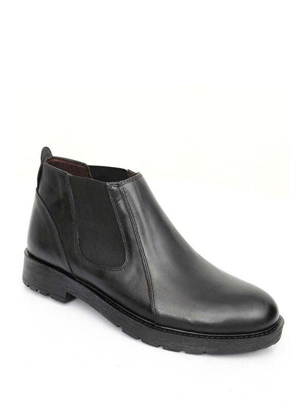 Hakiki Deri Yuvarlak Burun Kauçuk Taban Lastikli Günlük Erkek Bot 01206 - Görsel 5