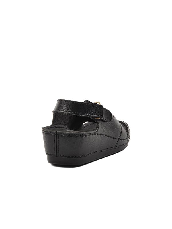 15.027 Siyah Kadın Dolgu Topuk Sandalet - Görsel 5