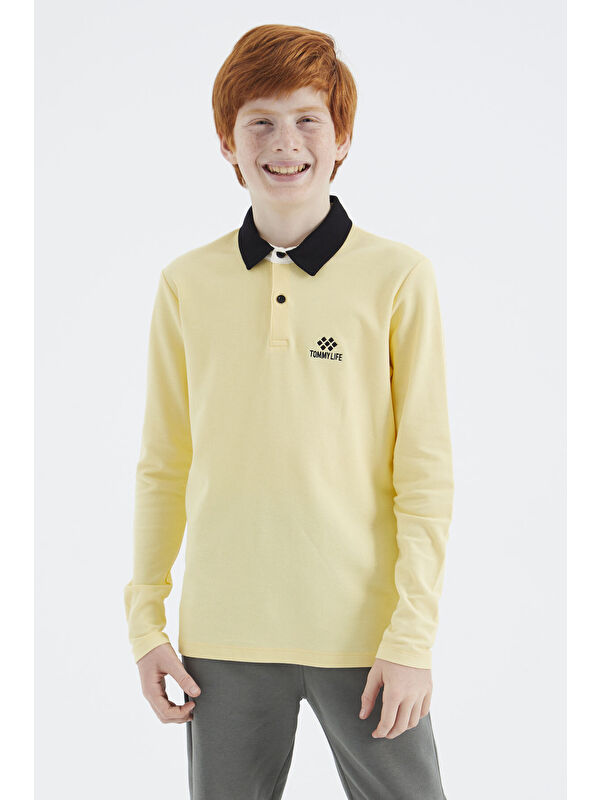 Tommylife Sarı Polo Yaka Basic Erkek Çocuk Tişört - 11171