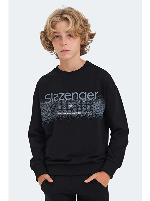 SLAZENGER LAST Unisex Çocuk Siyah Sweatshirt
