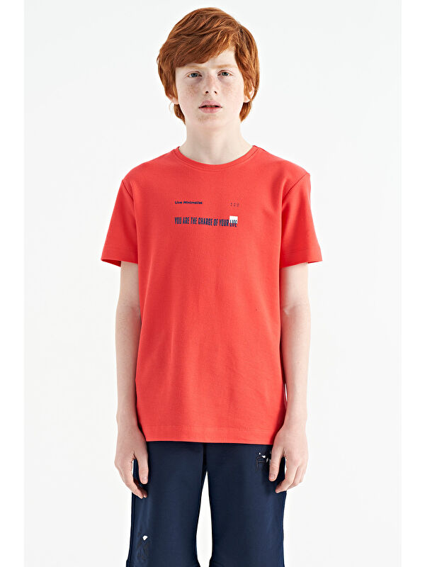 Tommylife Coral Baskı Detaylı O Yaka Standart Kalıp Erkek  Çocuk Tişört - 11117