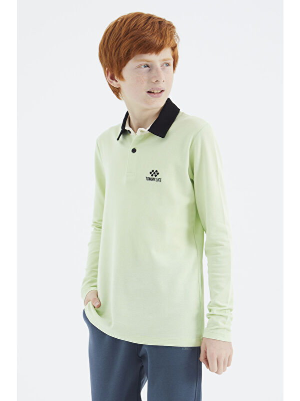Tommylife Açık Yeşil Polo Yaka Basic Erkek Çocuk Tişört - 11171