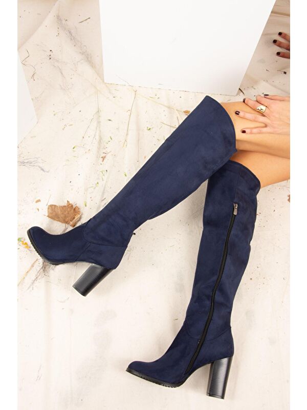A654018002 Lacivert Kadın Çizme - Görsel 4