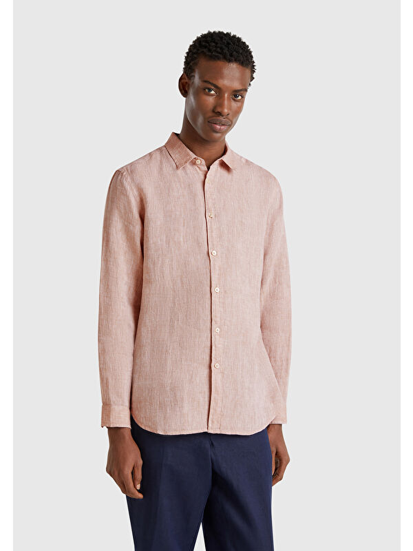 United Colors Of Benetton Erkek %100 Keten Gömlek