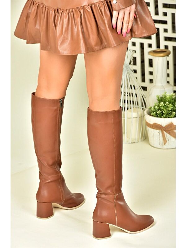 J848300109 Koyu Taba Kadın Çizme - Görsel 4