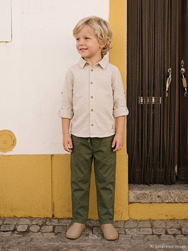 Civil Boys Basic Hasır 2-5 Yaş Gömlek - Bej