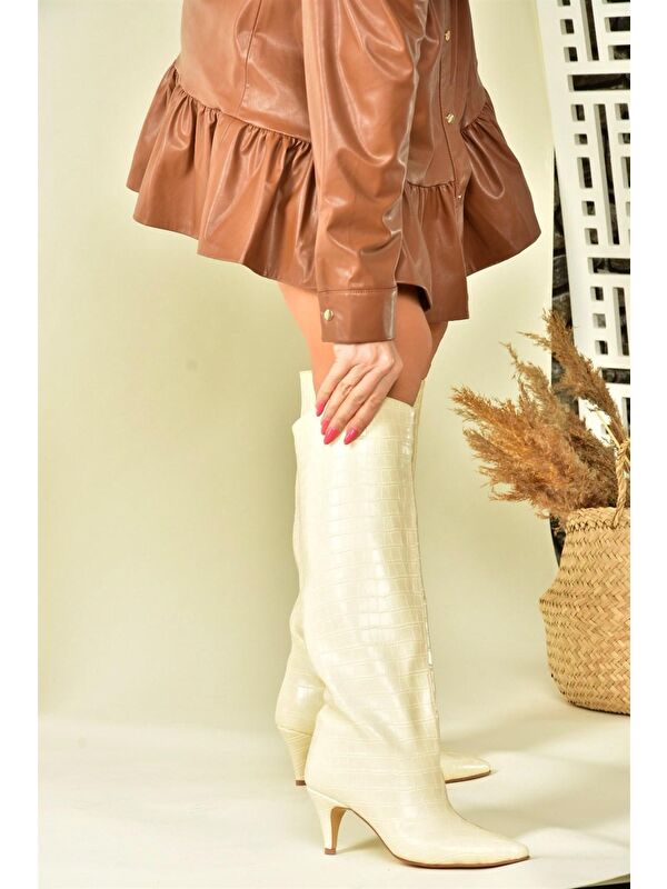 N7492040 Bej Kadın Çizme - Görsel 3