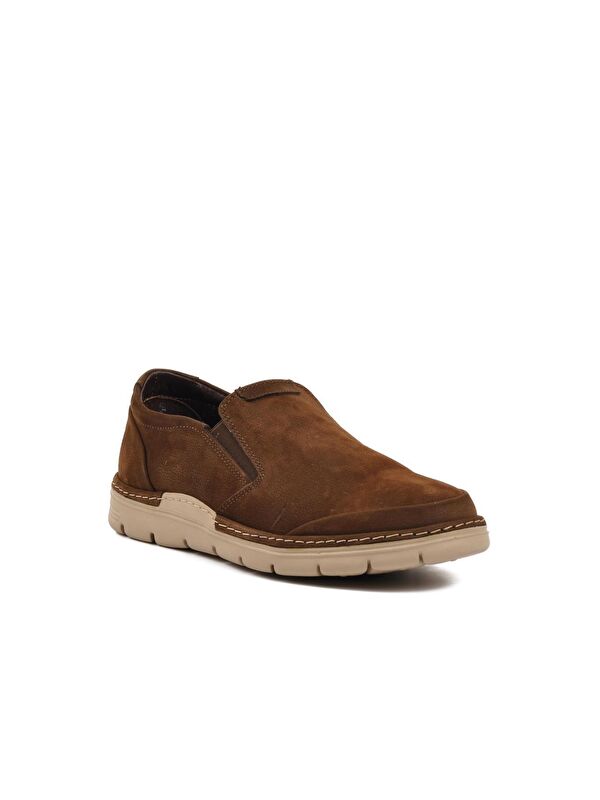 Kahve Nubuk Hakiki Deri Erkek Loafer Ayakkabı 221973 - Görsel 4