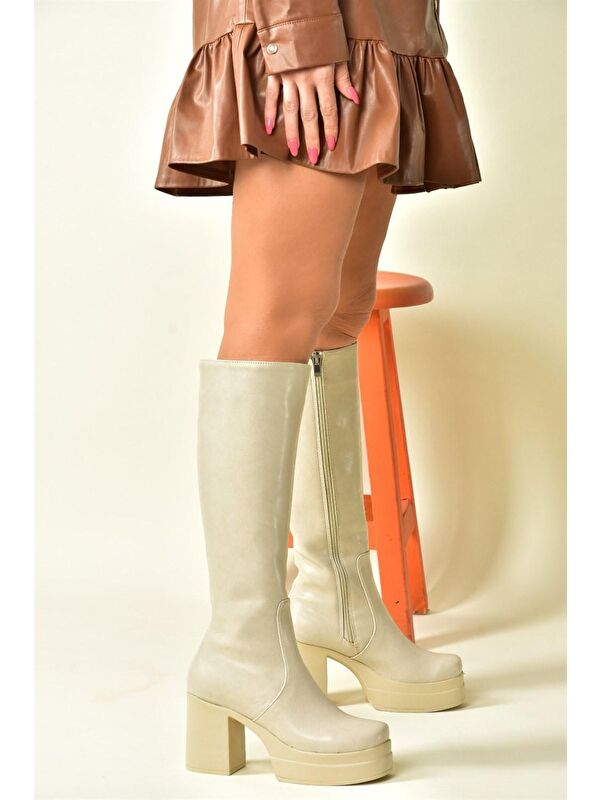 N9966500 Bej Kadın Çizme - Görsel 4