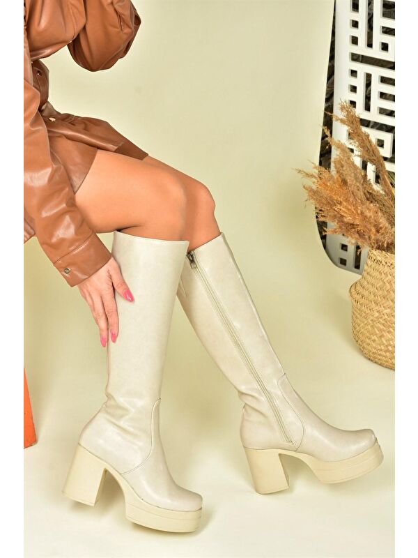 N9966500 Bej Kadın Çizme - Görsel 5