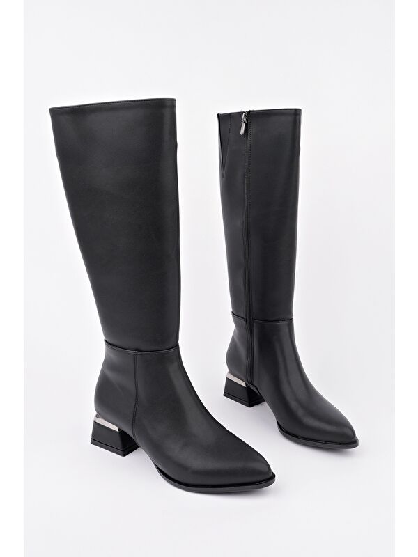 COLLİE Sivri Burun Yandan Fermuarlı Topuklu Kadın Çizme - Görsel 3