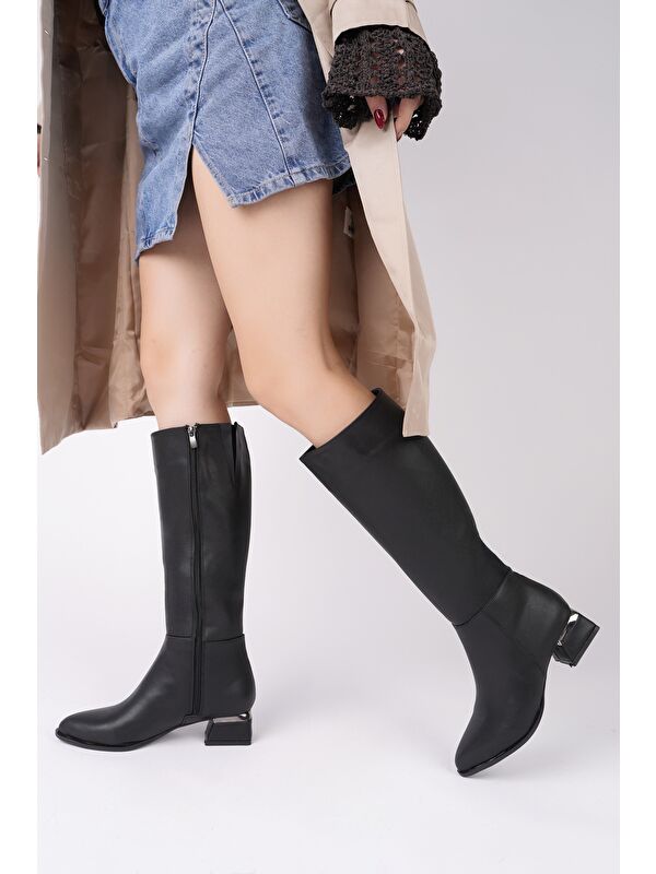 COLLİE Sivri Burun Yandan Fermuarlı Topuklu Kadın Çizme - Görsel 7