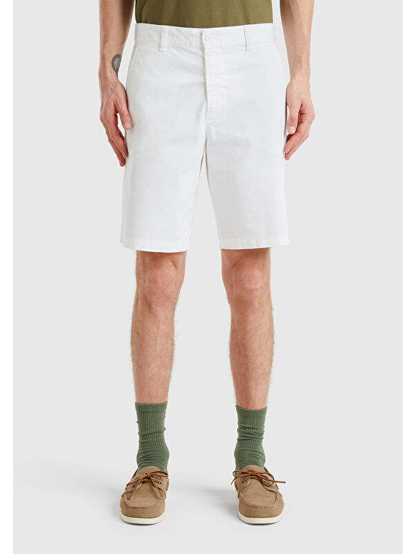 United Colors Of Benetton Erkek Beyaz Chino Bermuda