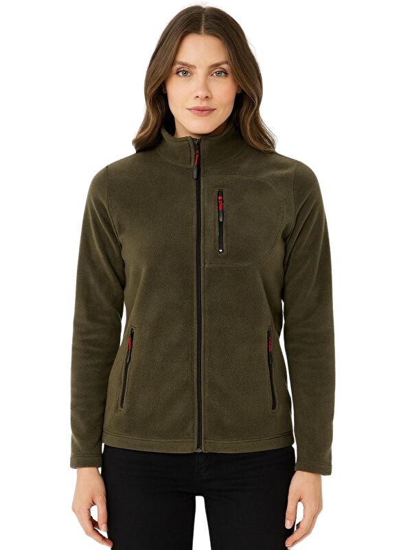 Genius Store Store Kadın Polar Tam Fermuarlı Outdoor 3 Cepli Spor Polar Ceket KDN-PLR17