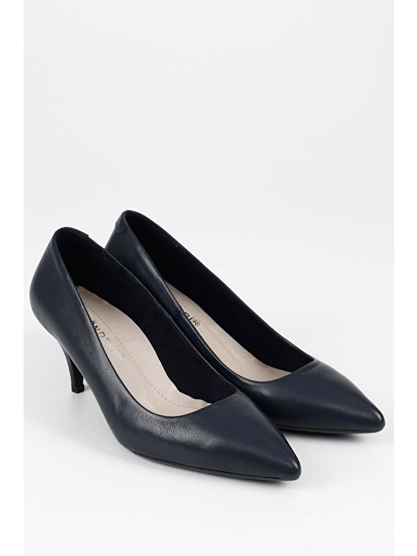 Hakiki Deri Sivri Burun İnce Orta Topuklu Stiletto Kadın Ayakkabı 24236 - Görsel 5