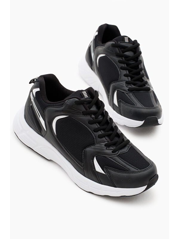 Tonny Black Siyah Tonny Black Rahat Kalip Unisex Faylon Taban Bağcıklı Spor Ayakkabı