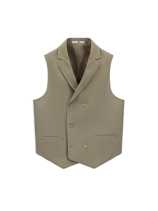 Kiğılı Slim Fit Dar Kesim Desenli Klasik Kruvaze Yelek