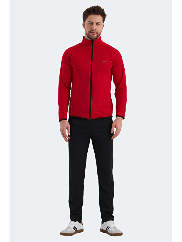 SLAZENGER ORRA IN Erkek Fermuarlı Dik Yaka Cepli Kırmızı Eşofman Takımı