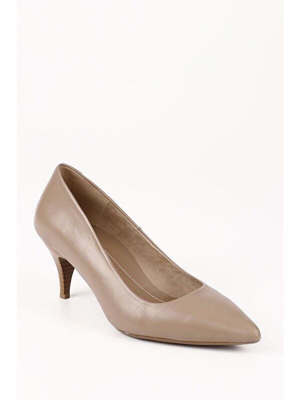 Hakiki Deri Sivri Burun İnce Orta Topuklu Stiletto Kadın Ayakkabı 24236 - Görsel 6