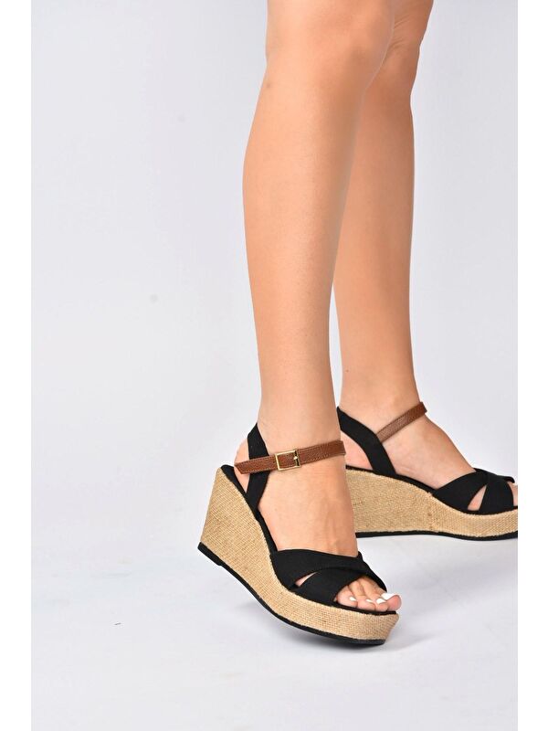 K674195005 Siyah Dolgu Taban Kadın Ayakkabı - Görsel 3