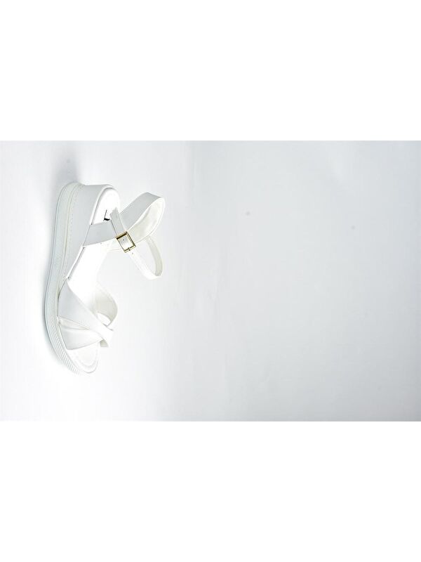 K674305009 Beyaz Dolgu Taban Kadın Ayakkabı - Görsel 5