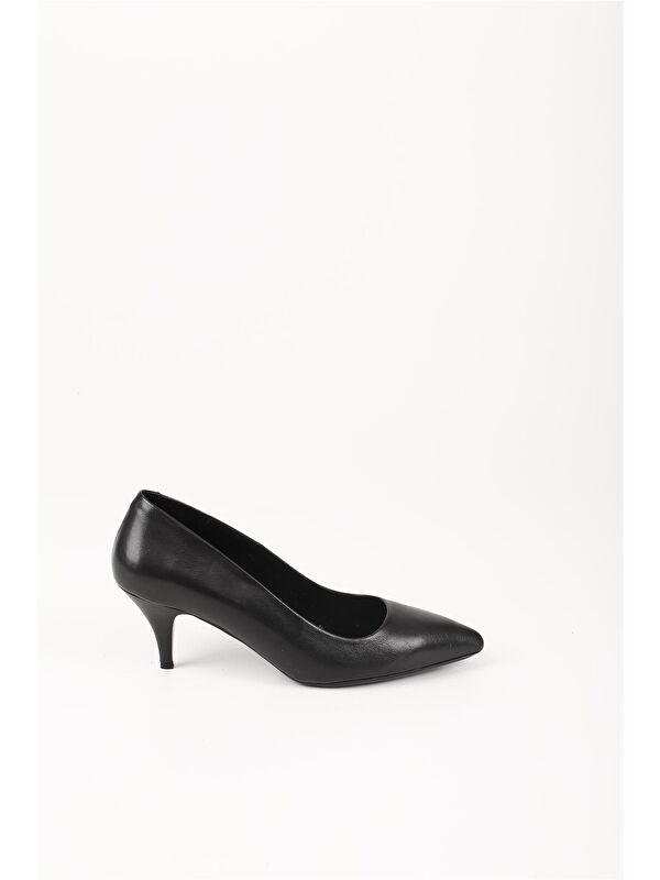 Hakiki Deri Sivri Burun İnce Orta Topuklu Stiletto Kadın Ayakkabı 24236 - Görsel 5