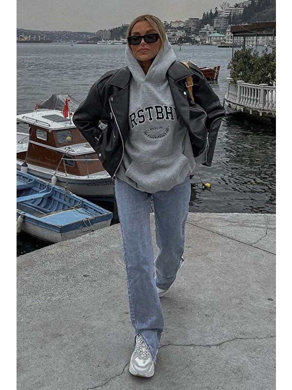 Madmext Gri Kadın Sweatshirt Mg923