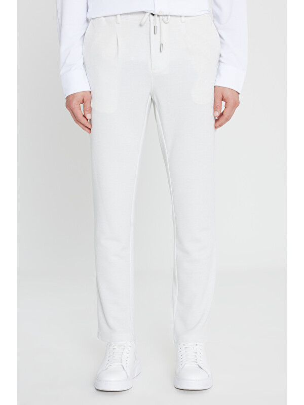 Altınyıldız Classics Erkek Taş 360 Her Yöne Esneyen Slim Fit Dar Kesim Beli Bağlamalı Armürlü Casual Pantolon