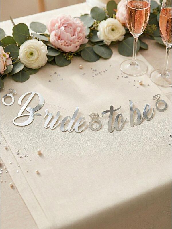 Parti Adresi Bride To Be Kaligrafi Banner Asılabilir  Bekarlığa Veda Parti Süsü Gümüş