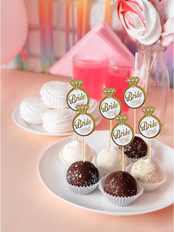 Parti Adresi Bride To Be Bekarlığa Veda Partisi Cupcake Kürdanı 10' lu