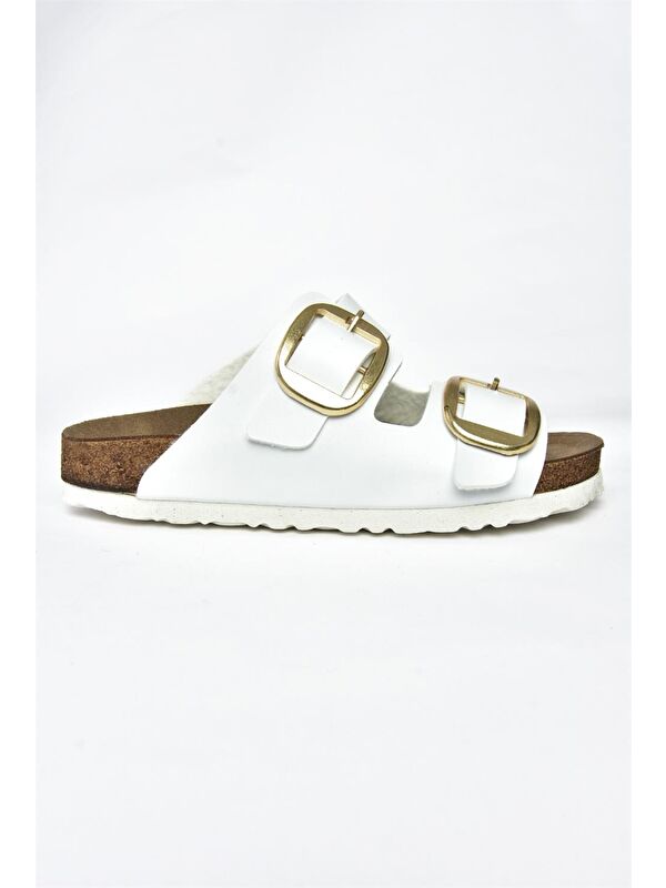 P777517409 Beyaz Kadın Terlik - Görsel 6