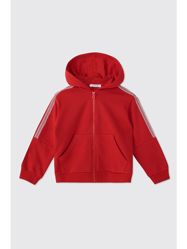 Panço Erkek Çocuk Fermuarlı Kırmızı Sweatshirt