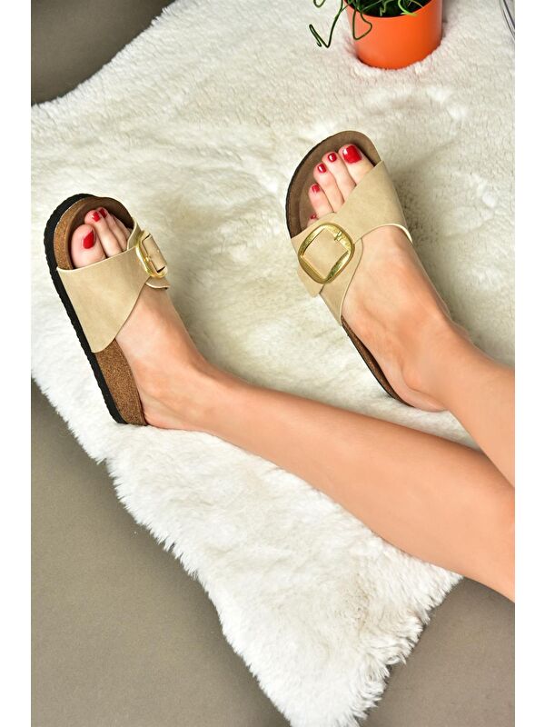 P777507202 Bej Kadın Terlik - Görsel 3