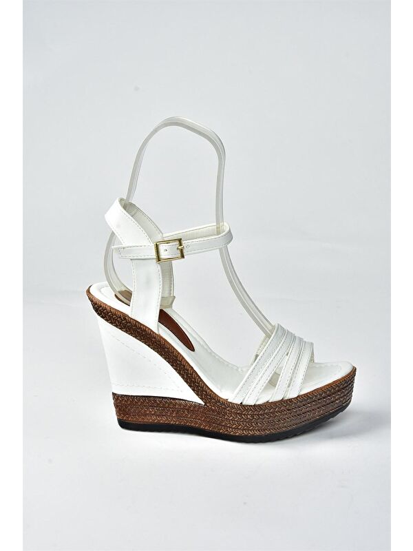 K674071609 Beyaz Dolgu Taban Kadın Ayakkabı - Görsel 5